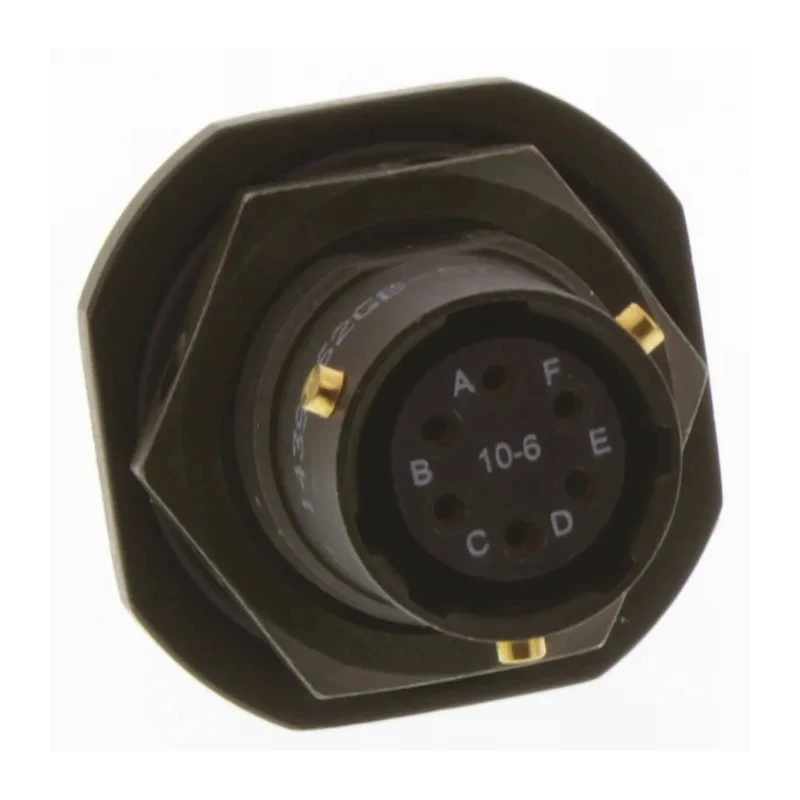 Amphenol Limited MIL Spec Circular Connector Brass Straight 6 Way Panel Mount Female Contacts Shell Size 10 62GB-57A10-06SN
