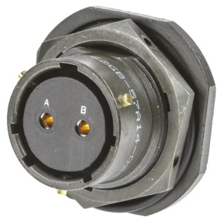Amphenol Limited MIL Spec Circular Connector Brass Straight 2 Way Panel Mount Female Contacts Shell Size 14 62GB-57A14-02SN