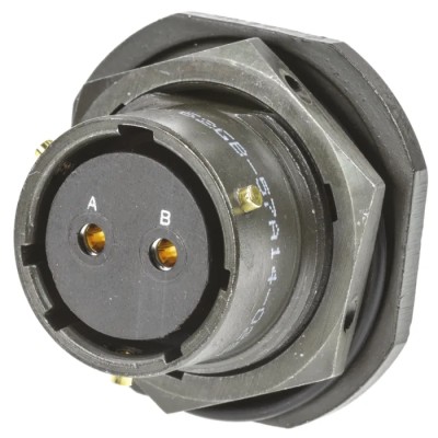 Amphenol Limited MIL Spec Circular Connector Brass Straight 2 Way Panel Mount Female Contacts Shell Size 14 62GB-57A14-02SN