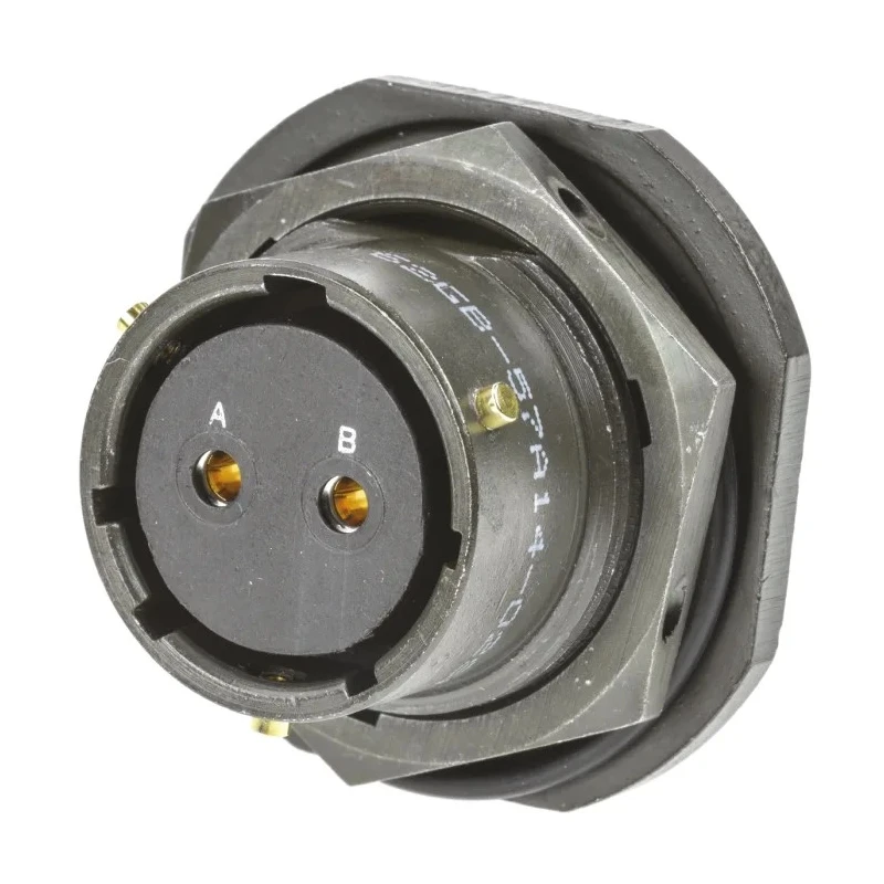 Amphenol Limited MIL Spec Circular Connector Brass Straight 2 Way Panel Mount Female Contacts Shell Size 14 62GB-57A14-02SN