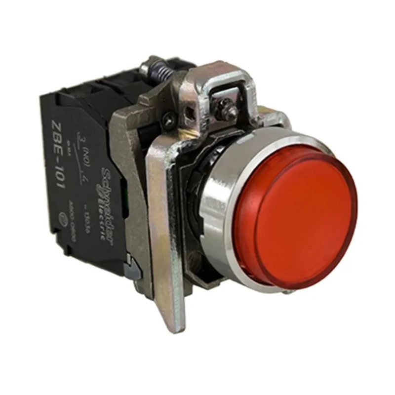 Schneider Electric Harmony XB4 Illuminated Push Button Switch Spring Return Panel Mount 22 mm Cutout SPDT Red LED XB4BW14B5