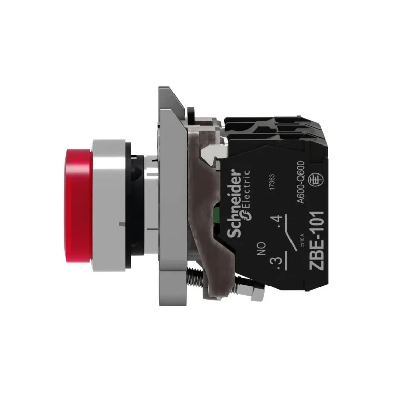 Schneider Electric Harmony XB4 Illuminated Push Button Switch Spring Return Panel Mount 22 mm Cutout SPDT Red LED XB4BW14B5