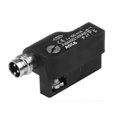EMERSON ? ASCO Pneumatic Position Detector M12 Female M8 3-Pin, Model P494A0022500A00, IP67, IP69K, 10-30V DC, Series 494