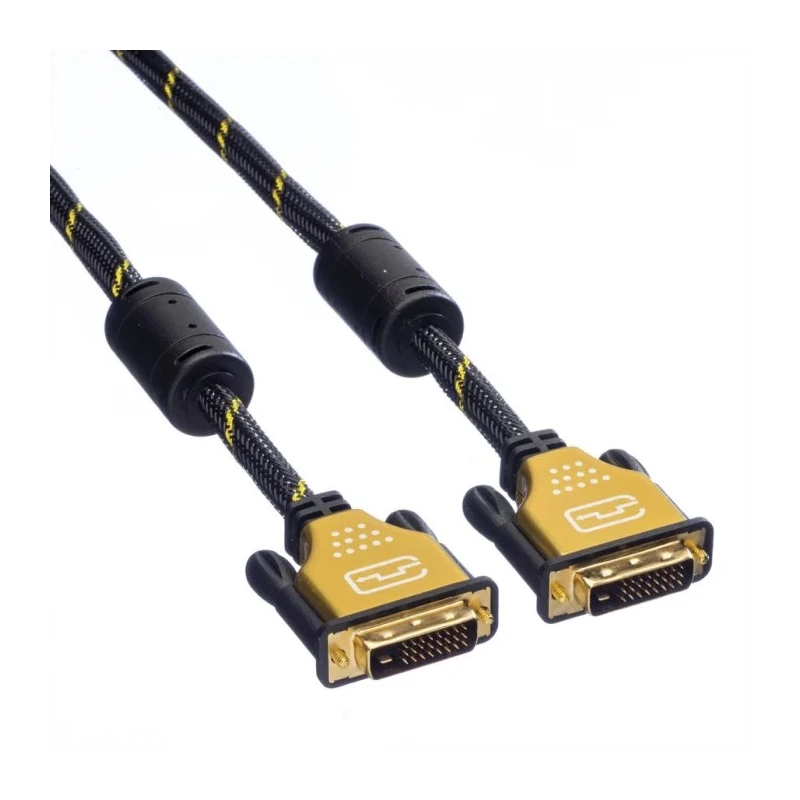 Roline Male DVI-D Dual Link to Male DVI-D Cable 2 m Black Gold Sheath Polyvinyl Chloride 11.04.5512-10