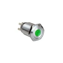 Bulgin Illuminated Push Button Switch, Latching, Panel Mount, 19 mm Cutout, SPST, Green LED, IP65, 24 V DC MPI005