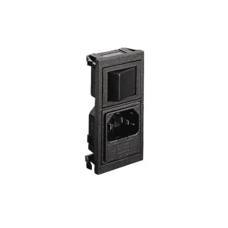 Bulgin C14 Straight Snap-in IEC Connector, 250V, 10A, Female with 5 x 20 mm Fuse BZV15/Z0000/70