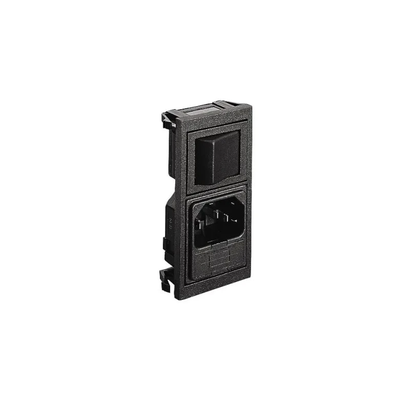 Bulgin C14 Straight Snap-in IEC Connector, 250V, 10A, Female with 5 x 20 mm Fuse BZV15/Z0000/70