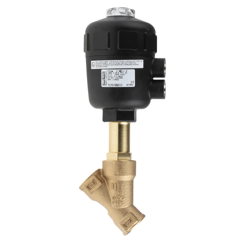 Burkert Angle Type Pneumatic Actuated Valve 16 bar Stainless Steel 3/4 in 178666