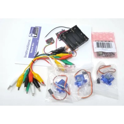 Monk Makes Servo Kit for BBC Micro:bit Add-on with 3 Servomotors, Battery Box, Educational Booklet SKU00075