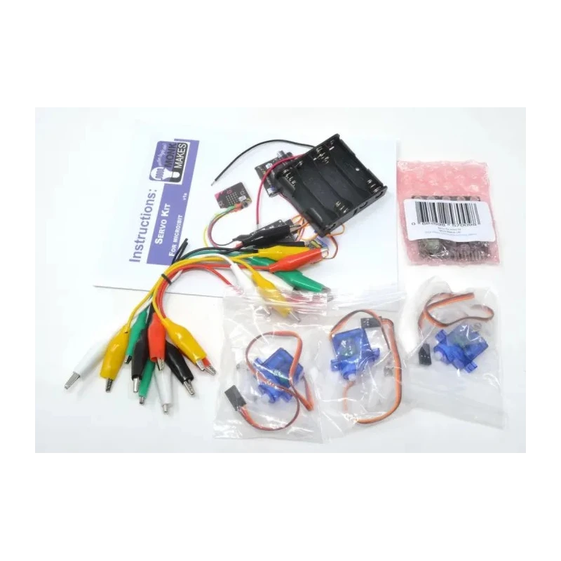 Monk Makes Servo Kit for BBC Micro:bit Add-on with 3 Servomotors, Battery Box, Educational Booklet SKU00075
