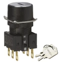 Omron Key Switch DPDT 3-Way IP65 Cylindrical Bezel, 30V DC, 125V AC, Latching Operation, Omron A165 Series 