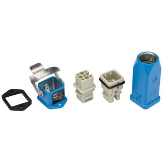 HARTING Heavy Duty Power Connector Bulkhead Mount Crimp 8 Way 5A Han D Male/Female 90V 10360080006