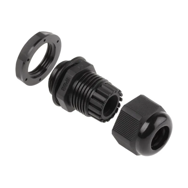 RS PRO NGM Series Black Polyamide 66 Cable Gland, M20 Thread, 6 mm to 12 mm Diameter, IP68 Rated NGM20S-BLK
