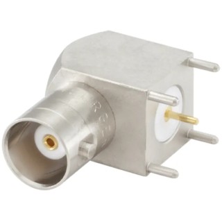 Rosenberger 51K201 Series Coaxial Connector PCB Female BNC, 50 Ω, Right Angle Body Solder 51K201-400N5