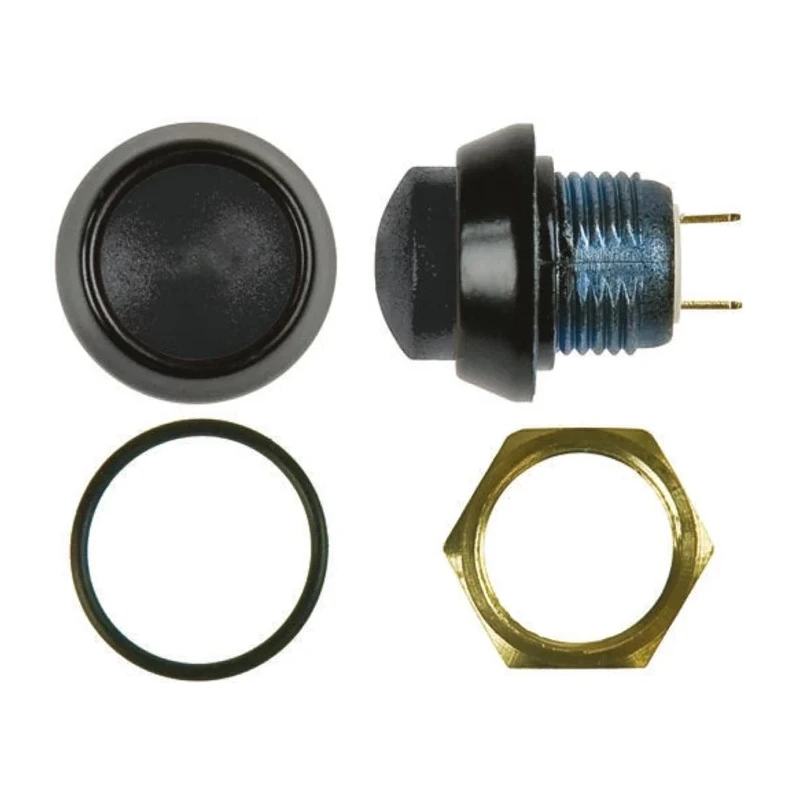 ITW Switches 59 Series Miniature Push Button Switch Panel Mount 14 mm Cutout Black SPST IP67 59-900091