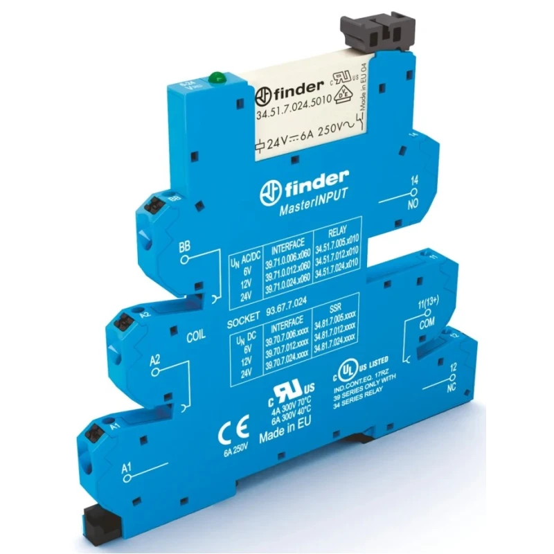 Finder Interface Relay, DIN Rail Mount, 110V AC/DC Coil, SPDT Contact, 5.6mA Coil Current, Silver Alloy 39.71.0.125.5060