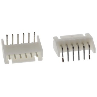 JST XH Series Right Angle Through Hole PCB Header 6 Contacts 2.5 mm Pitch 1 Row Shrouded S6B-XH-A(LF)(SN)