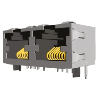 TE Connectivity RJ45 Connector Female PCB Mount Cat5 STP Shield Right Angle 2 Port 8 Way 