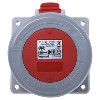 Legrand Industrial Power Connector Panel Mount Socket 16A 415V IP66 IP67 Red P17 Tempra Pro 5 553 89