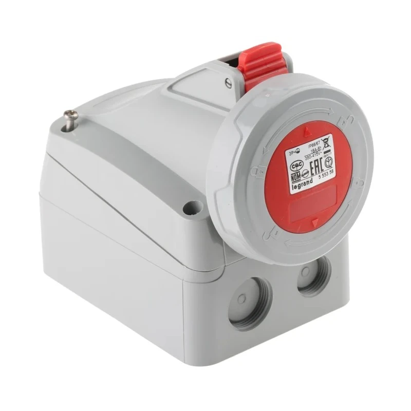 Legrand Industrial Power Connector Wall Mount 16A 415V IP66 IP67 Red P17 Tempra Pro 5 553 58