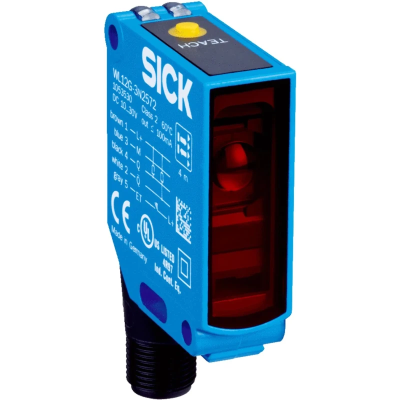 SICK Retroreflective Photoelectric Sensor, Block Sensor, 4 m Detection Range, PNP Output, IP66 IP67 Metal WL12G-3P2582