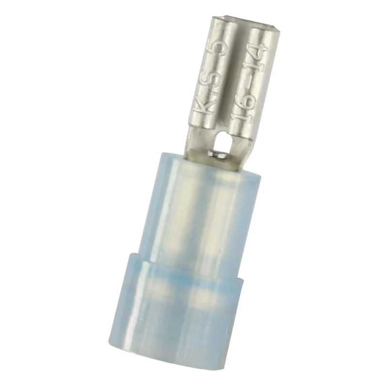 RS Pro Insulated Female Spade Connector, Crimp Termination, 0.5 x 2.8 mm Tab Size, 16 AWG to 14 AWG, Blue Nylon 205-5290