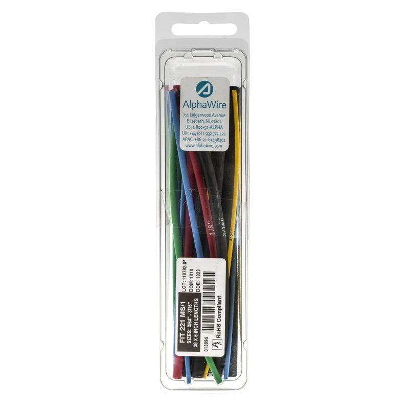 Alpha Wire Polyolefin Heat Shrink Tubing Black 152mm Length 2:1 Ratio FIT Shrink Tubing Series F221MS/1 BK032