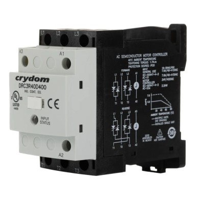 Crydom Solid State Relay, DIN Rail Mount, 7.6 A Load Current, 400 V AC Load Voltage, 30 V AC Control Voltage DRC3R40D400