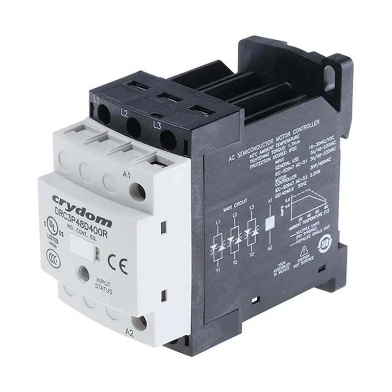Crydom Solid State Relay, 4.8 A Load, DIN Rail Mount, 510 V AC Load, 30 V AC Control DRC3P48D400R