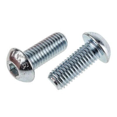 RS PRO Bright Zinc Steel Hex Socket Button Screw M10 x 25 mm 822-9221