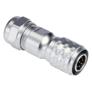 RS PRO Circular Connector M12 Plug Male Cable Mount, 9 Contacts, IP67, Push Pull, Chrome Plated Brass, Gold Plated 206-5030