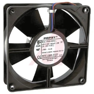 ebm-papst 4300 Series Axial Fan, 12V DC, 170 m³/h Air Flow, 5 W Power, 2800 RPM, IP68, 119 mm Frame Size 