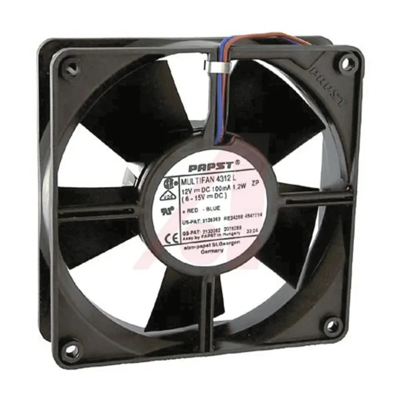 ebm-papst 4300 Series Axial Fan, 12V DC, 170 m³/h Air Flow, 5 W Power, 2800 RPM, IP68, 119 mm Frame Size 