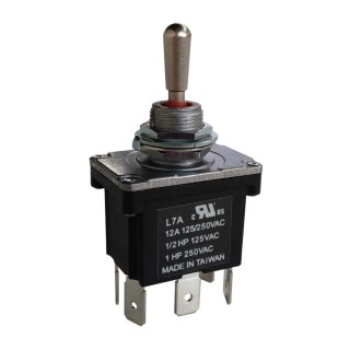RS PRO Toggle Switch PCB Mount On-Off-On DPDT Solder Terminal 12A Contact Current 250V ac 206-6977