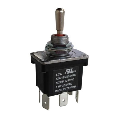 RS PRO Toggle Switch PCB Mount On-Off-On DPDT Solder Terminal 12A Contact Current 250V ac 206-6977