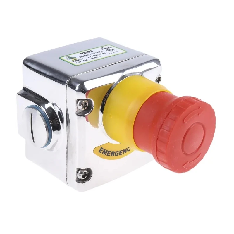 IDEM ES Series Twist Release Emergency Stop Push Button Surface Mount 2 NC/1 NO Stainless Steel Housing IP69K IP69K