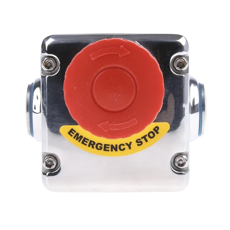 IDEM ES Series Twist Release Emergency Stop Push Button Surface Mount 2 NC/1 NO Stainless Steel Housing IP69K IP69K