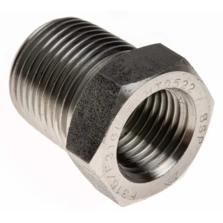 RS PRO Stainless Steel Pipe Fitting Straight Hexagon Bush Male 3/8 in x Female 1/4 in 826-7078