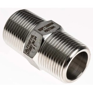 RS PRO Stainless Steel Pipe Fitting Straight Hexagon Nipple Male 3/4 in x Male 3/4 in 826-7056