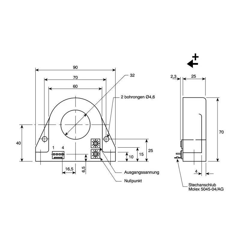 LEM HTA 100 .. 1000-S Series Current Transformer 400 A 15V 32mm Bore HTA 400-S