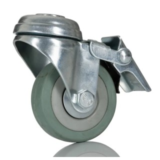 RS PRO Braked Swivel Castor, 50 kg Load Capacity, 50 mm Rubber Wheel Diameter, 72 mm Height, Nylon Hub 828-6340