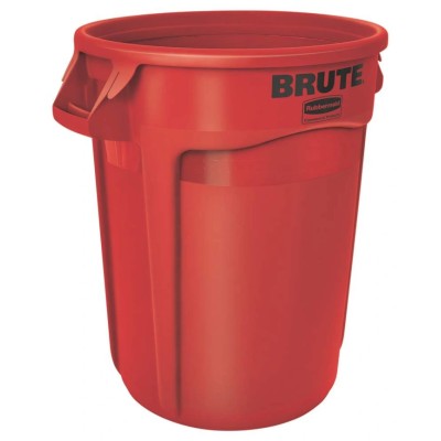 Rubbermaid Commercial Products BRUTE 121L Red Snap-On Polyethylene Waste Bin FG263200RED