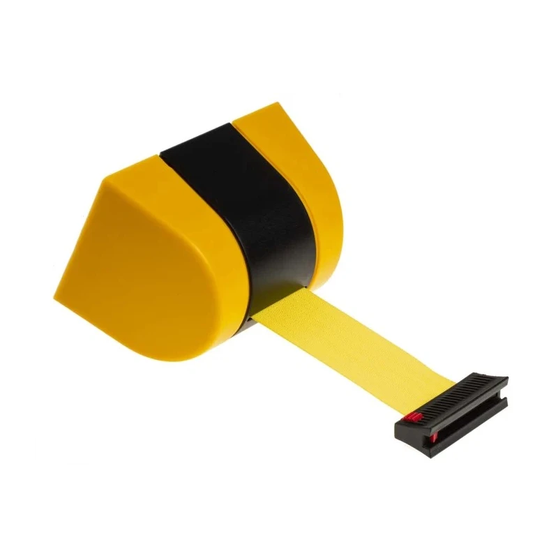 RS PRO Retractable Safety Barrier Yellow Black Polyester Plastic Tape 4.6 m 48 mm Width 829-9084