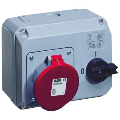 Amphenol Industrial Industrial Interlock Socket Switchable , 3+E Pole, Earthing Position 4h Horizontal, 63A, 380V, 415 V IP44