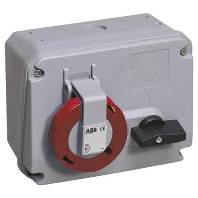 Amphenol Industrial Socket Switchable 3+E Pole Format, Earthing Position 6h Horizontal Industrial Interlock 32A 380V IP67