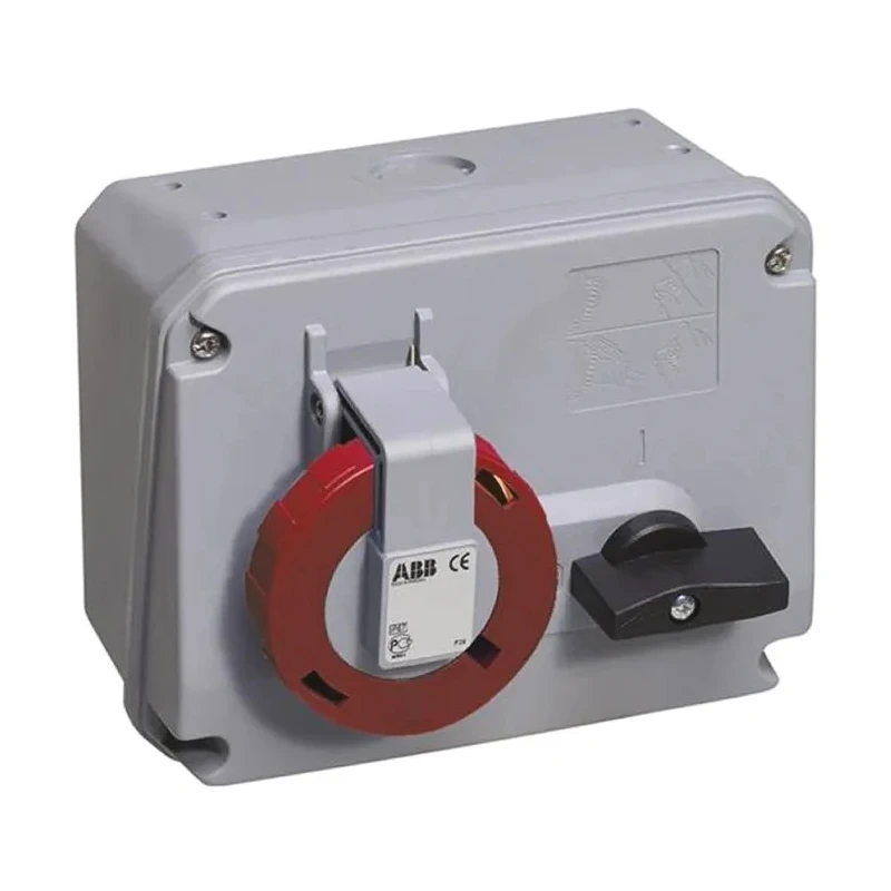 Amphenol Industrial Socket Switchable 3+E Pole Format, Earthing Position 6h Horizontal Industrial Interlock 32A 380V IP67