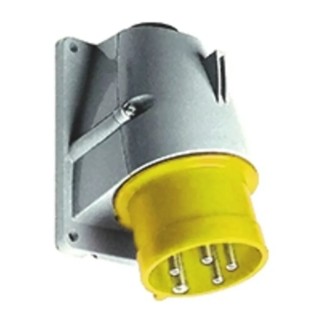 Amphenol Industrial CMA IP44 Yellow Panel Mount 2P+PE Right Angle Industrial Power Connector 32A 110V IP44