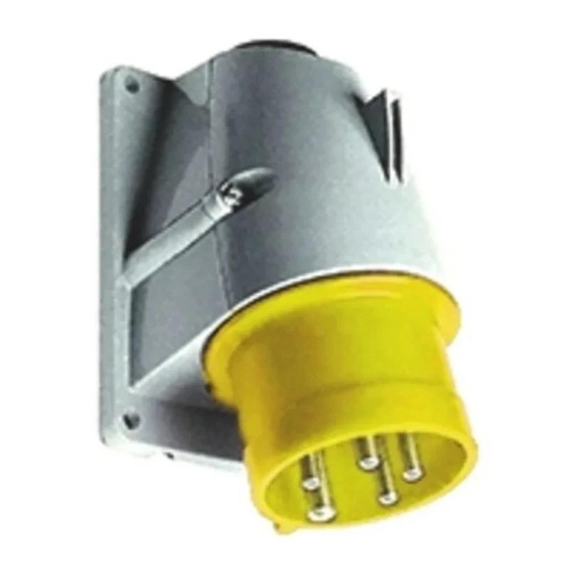 Amphenol Industrial CMA IP44 Yellow Panel Mount 2P+PE Right Angle Industrial Power Connector 32A 110V IP44