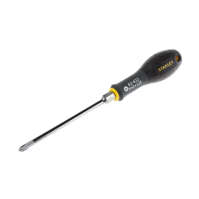 Stanley Standard Philips Screwdriver PH2 Tip, 125 mm Blade, Large Soft Grip, Chrome Vanadium Steel FMHT0-62622