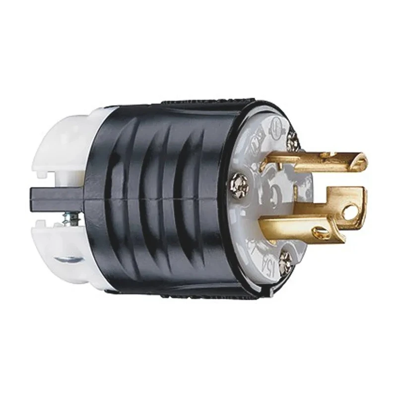 PASS & SEYMOUR 15A 125V NEMA L5-15P Nylon Cable Mount Mains Plug Black White PSL515P